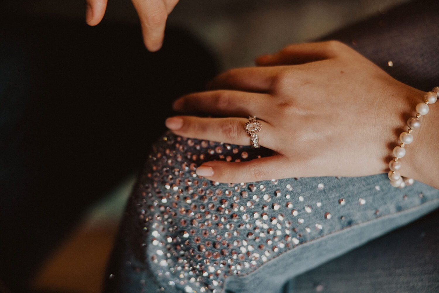 close up of engagement ring