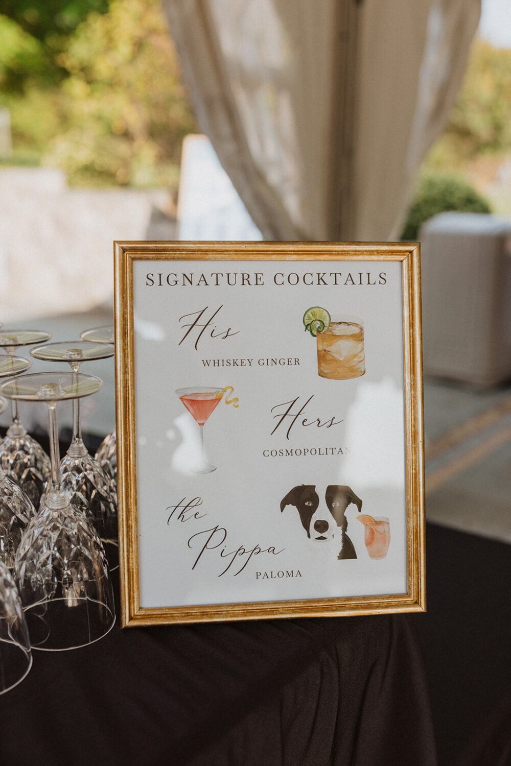 signature cocktail sign with picture of dog