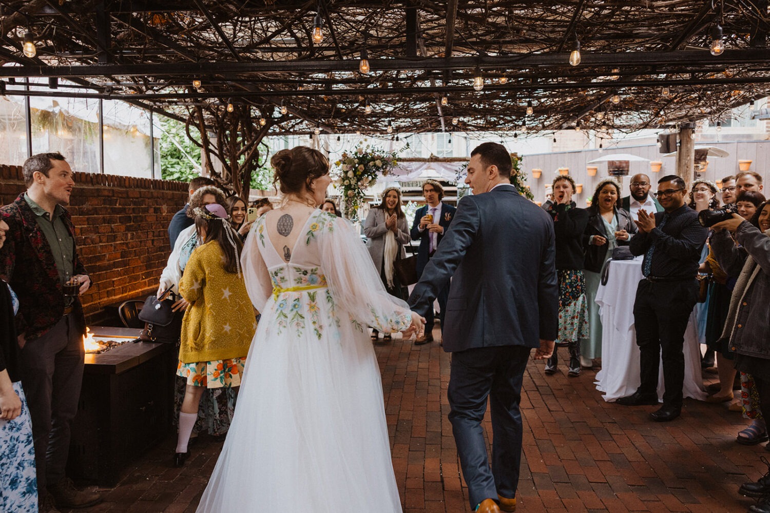 couple meeting their guests after the ceremony