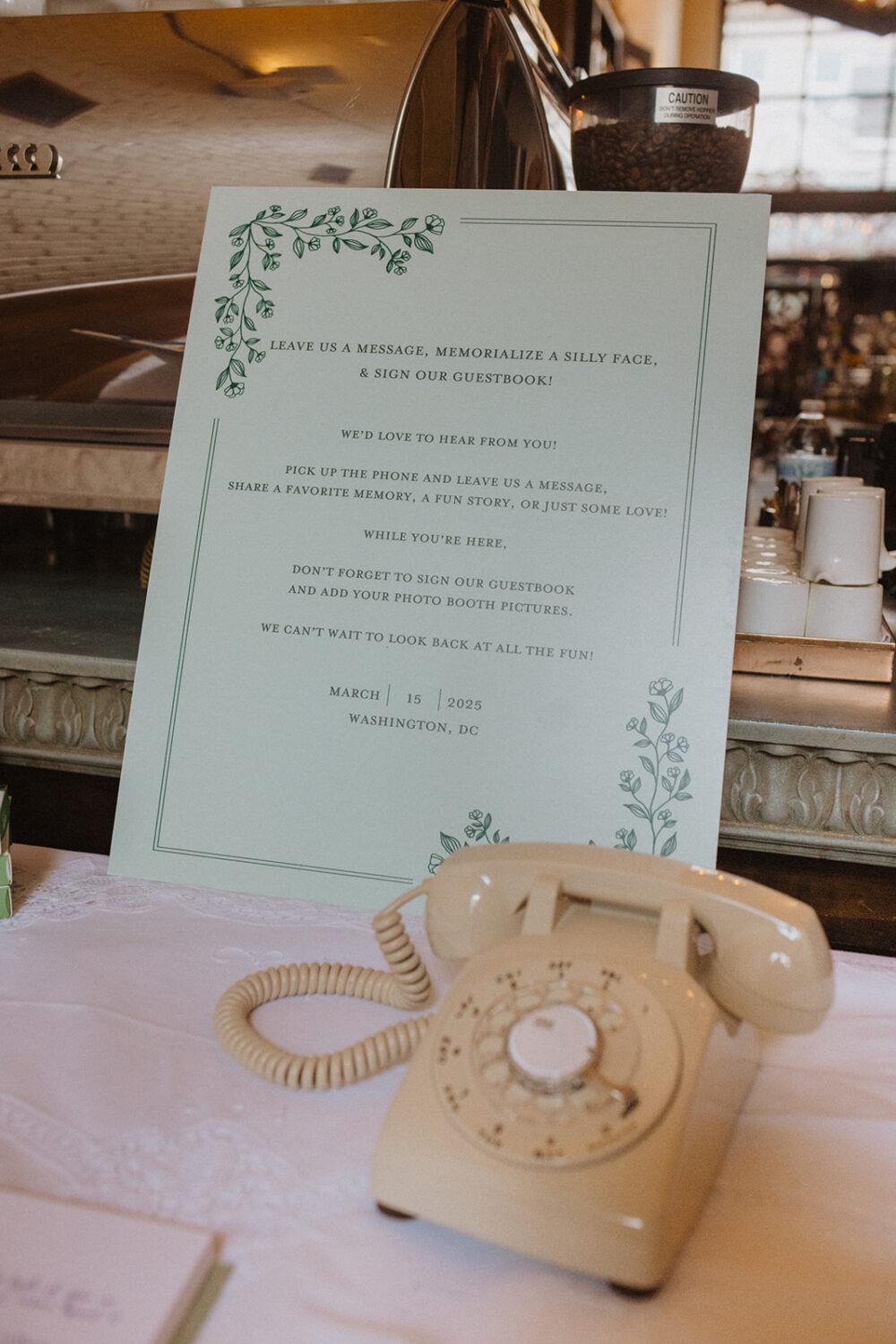 unique wedding guest activity with adding in vintage telephone  