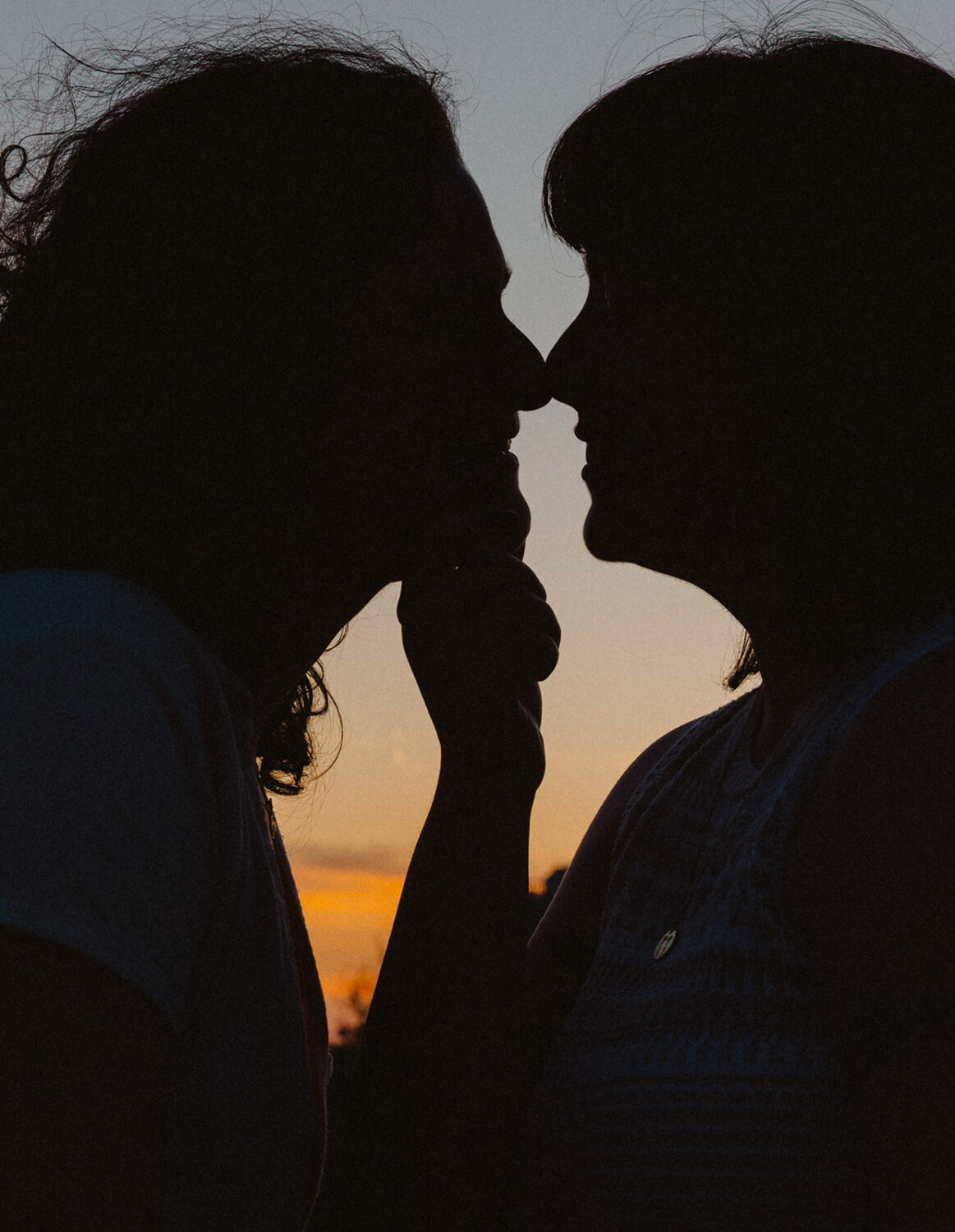 silhouette photo of the couple during engagement photoshoot