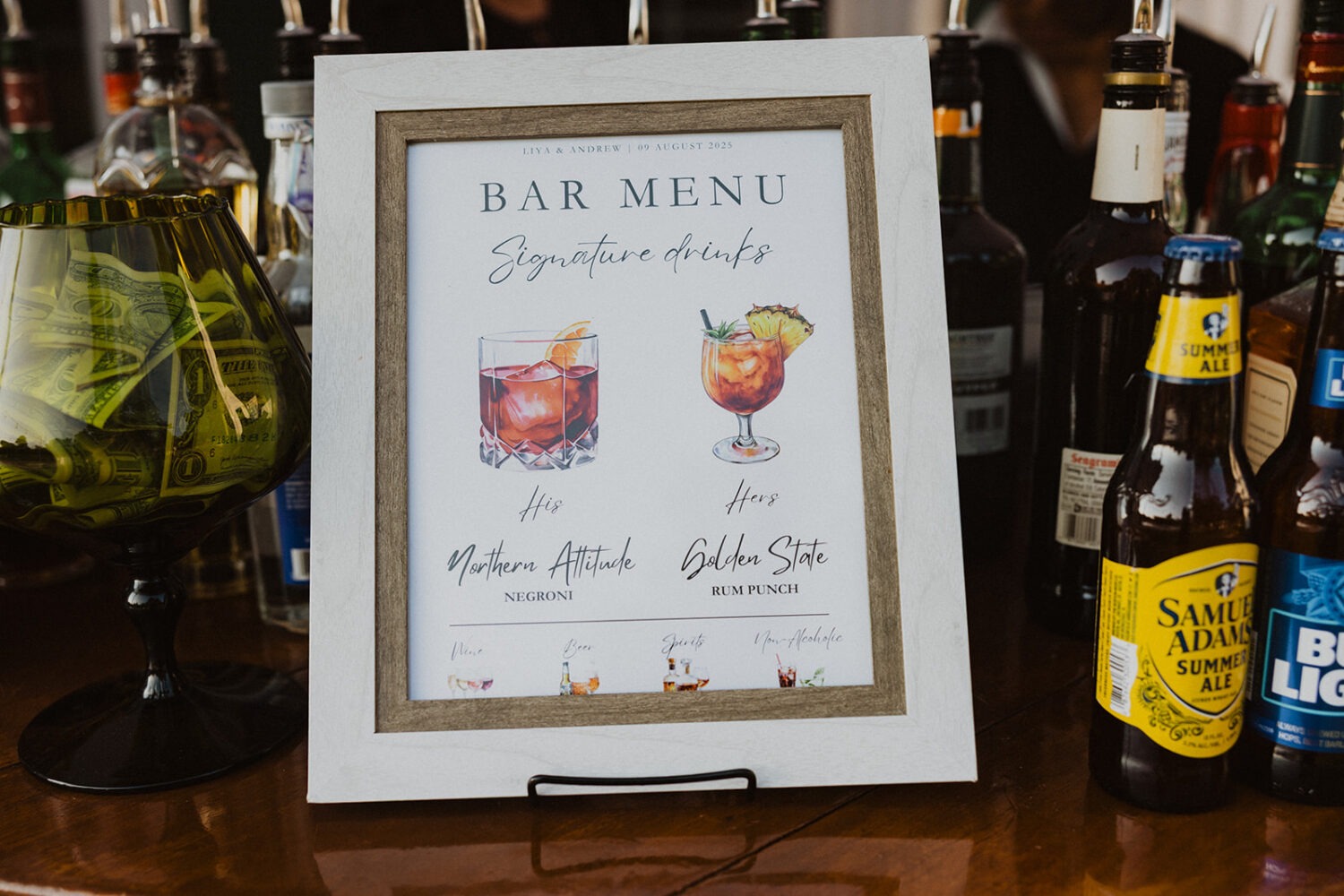 wedding reception ideas for drink menu