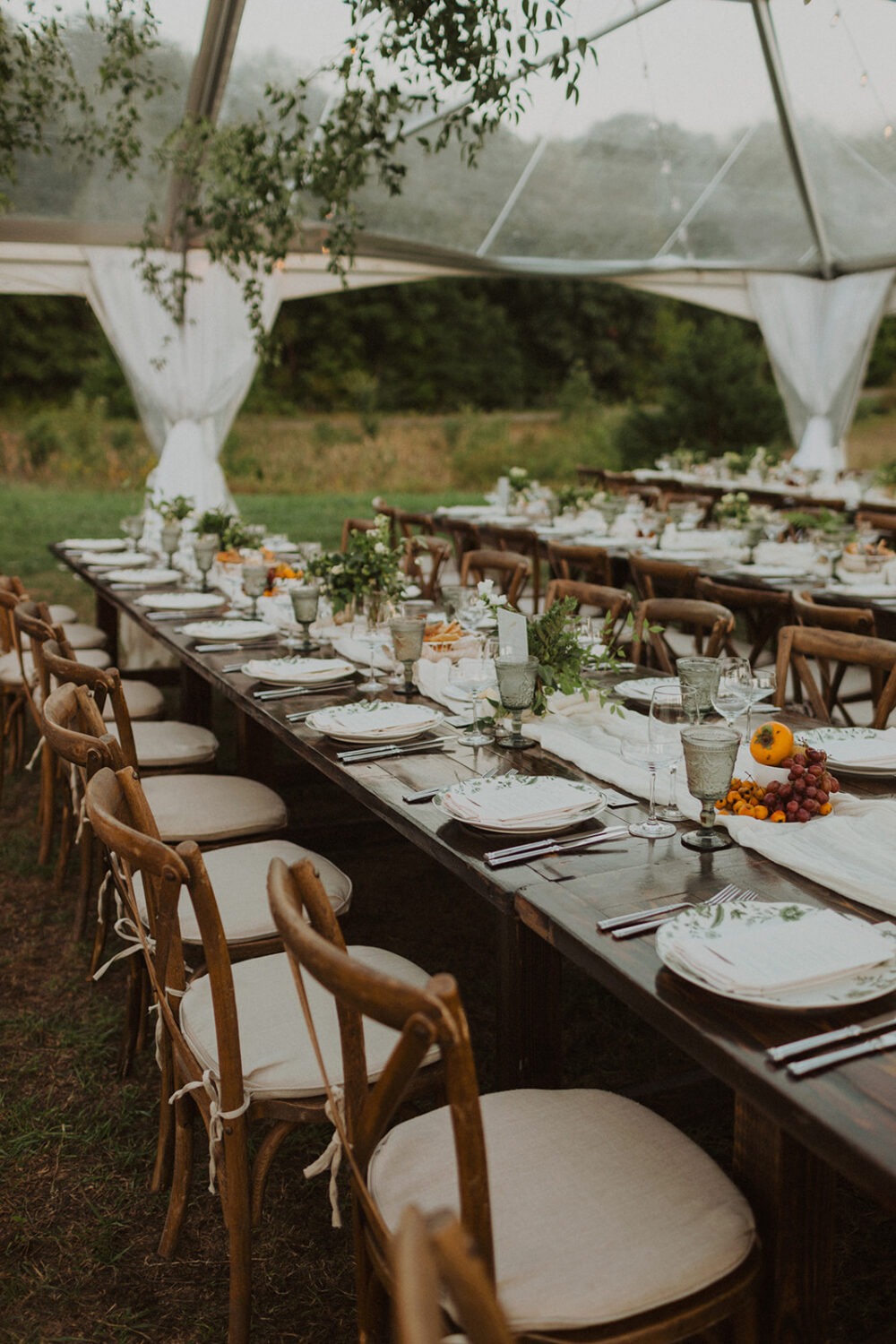 tent set up for reception