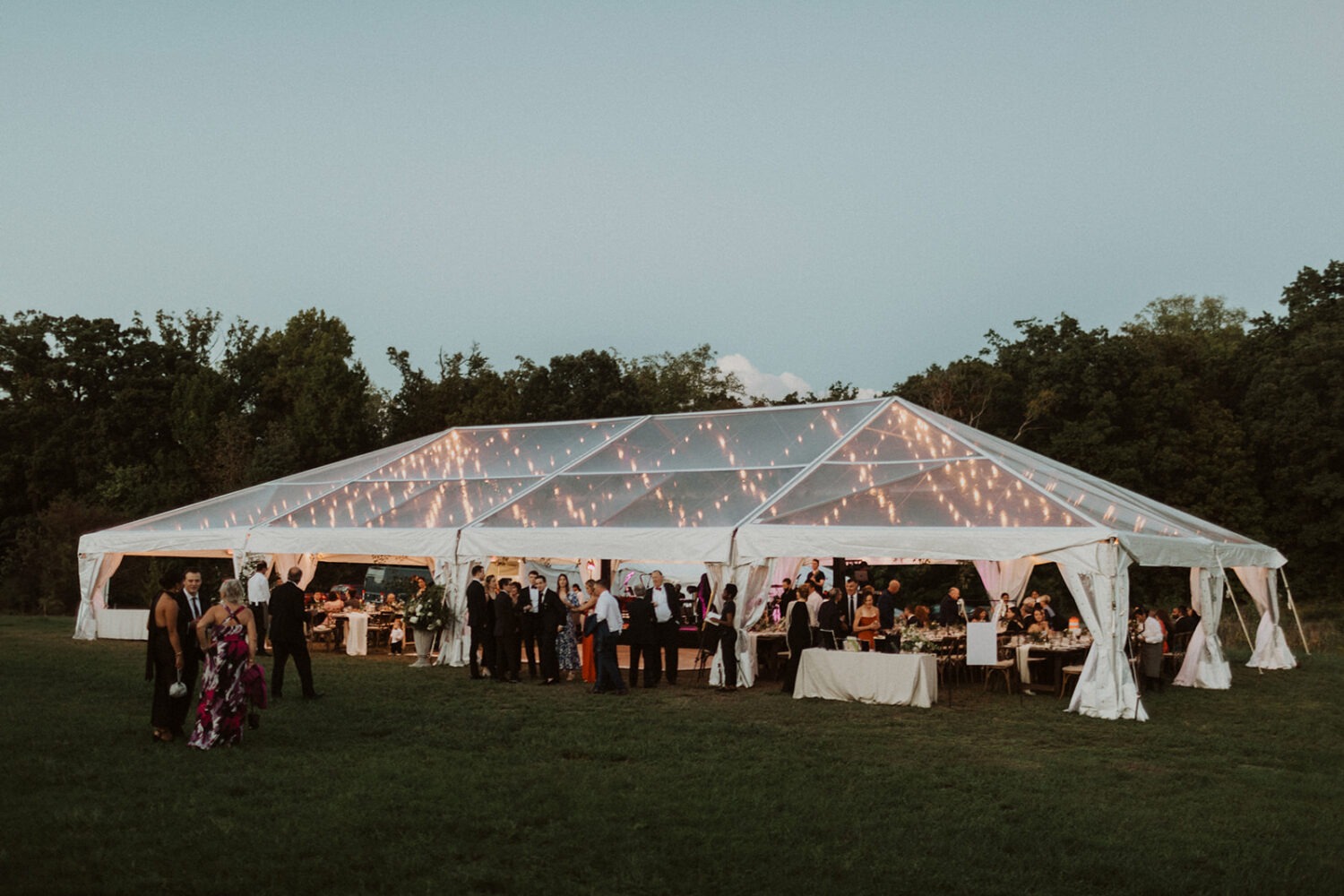 tent set up for reception