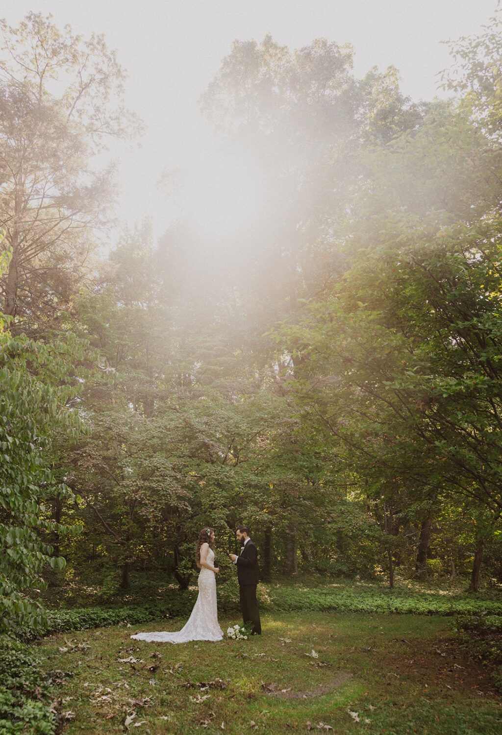 couple reading private vows to each other 
