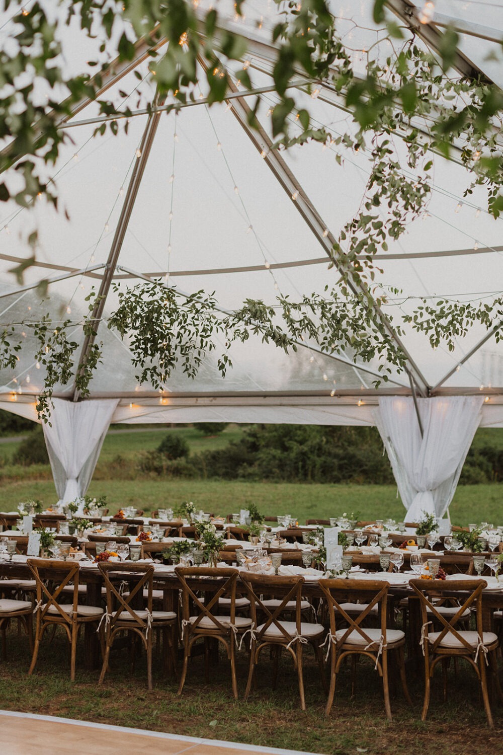 tent set up for reception