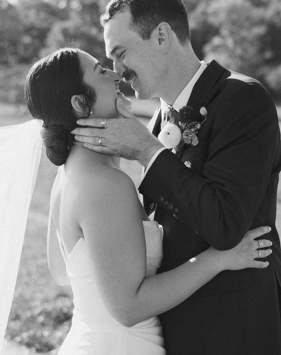 couple embrace during National Arboretum wedding