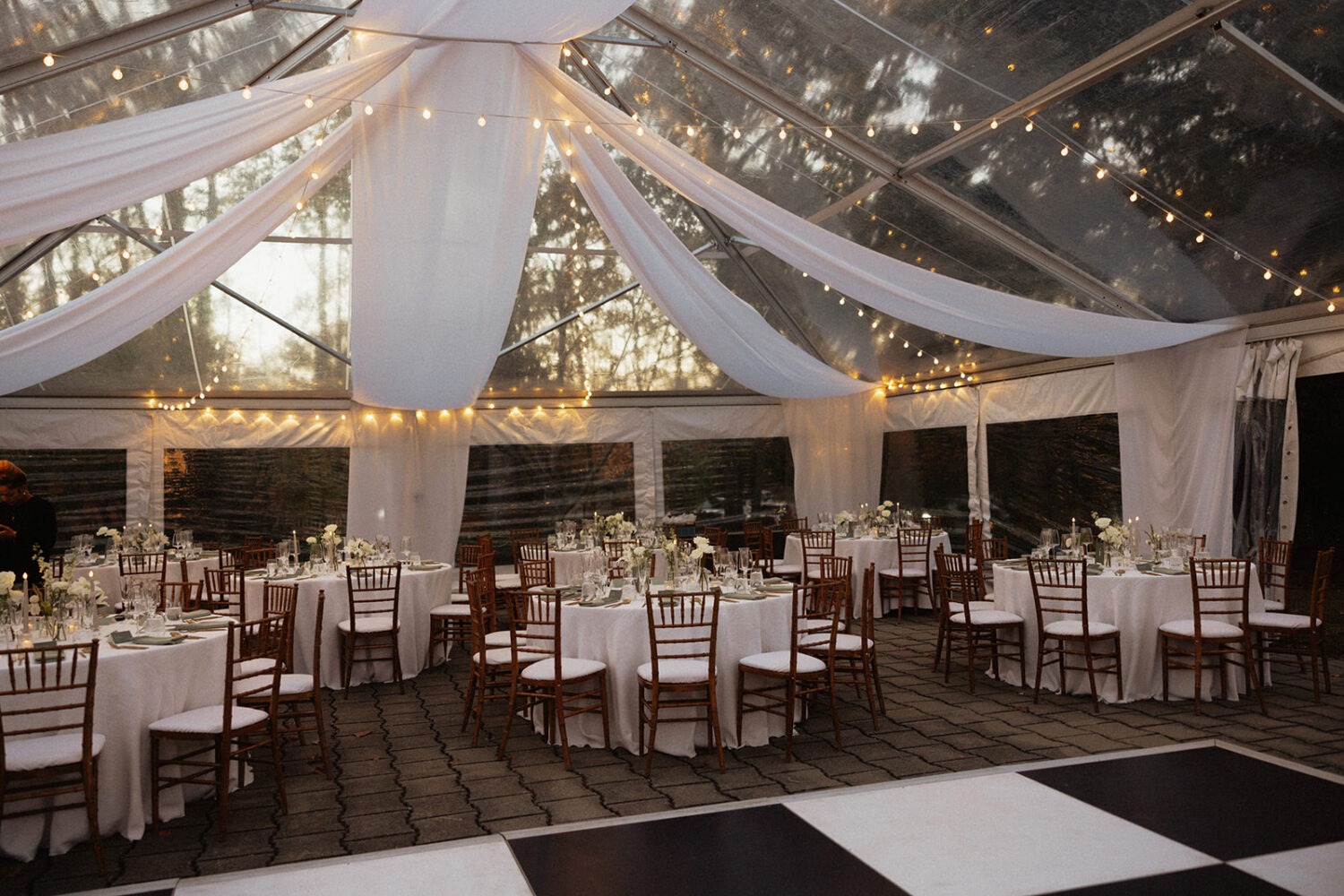 tent set up for reception