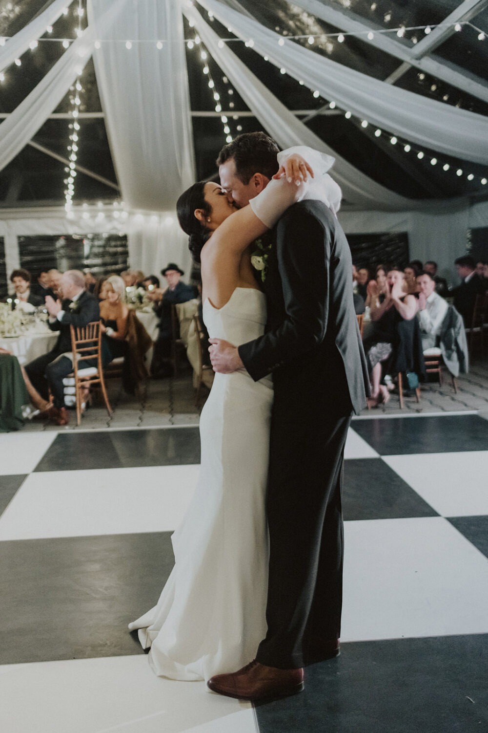 couple dance at reception during their National Arboretum wedding