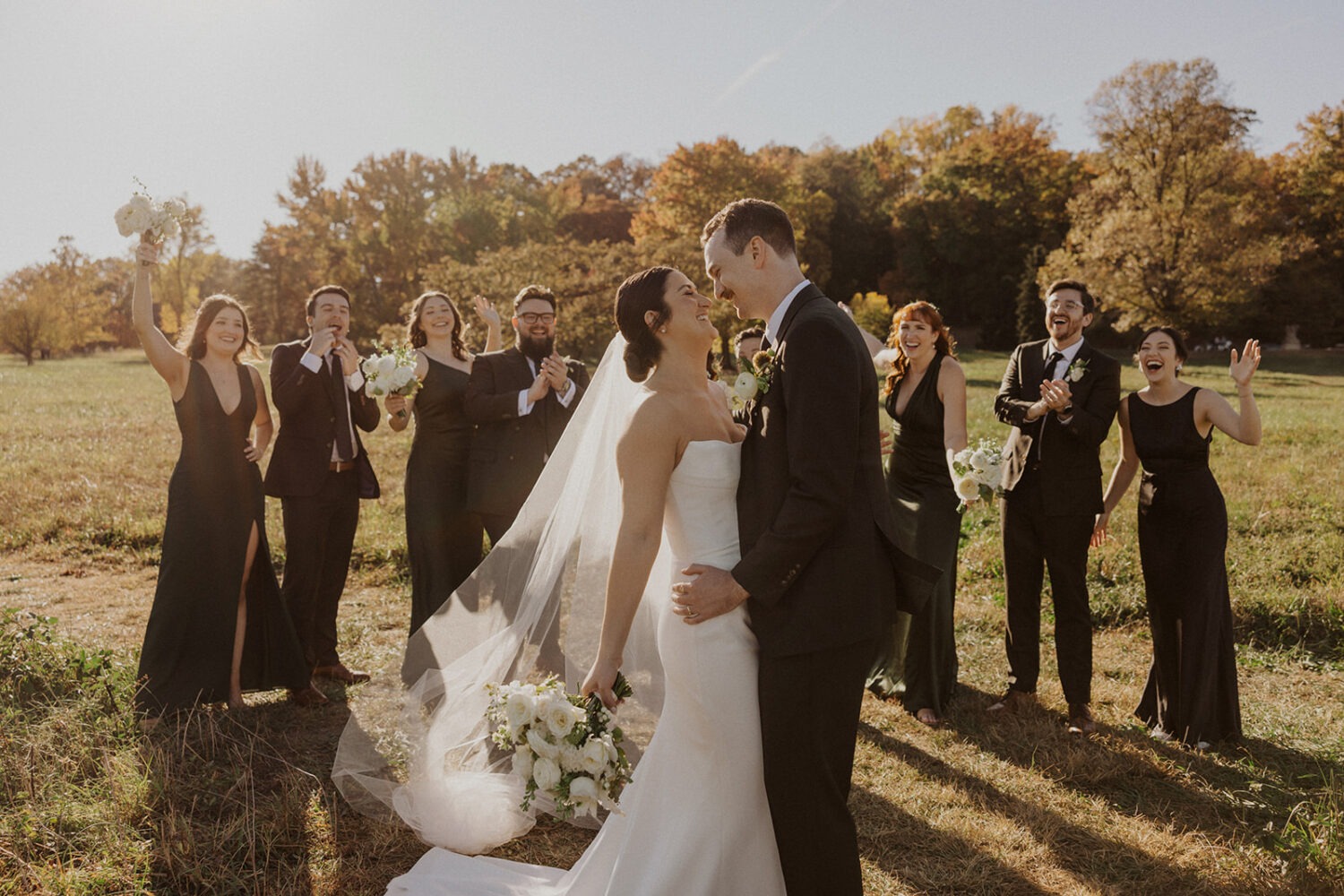 couple and wedding party photos in Ellipse Meadows