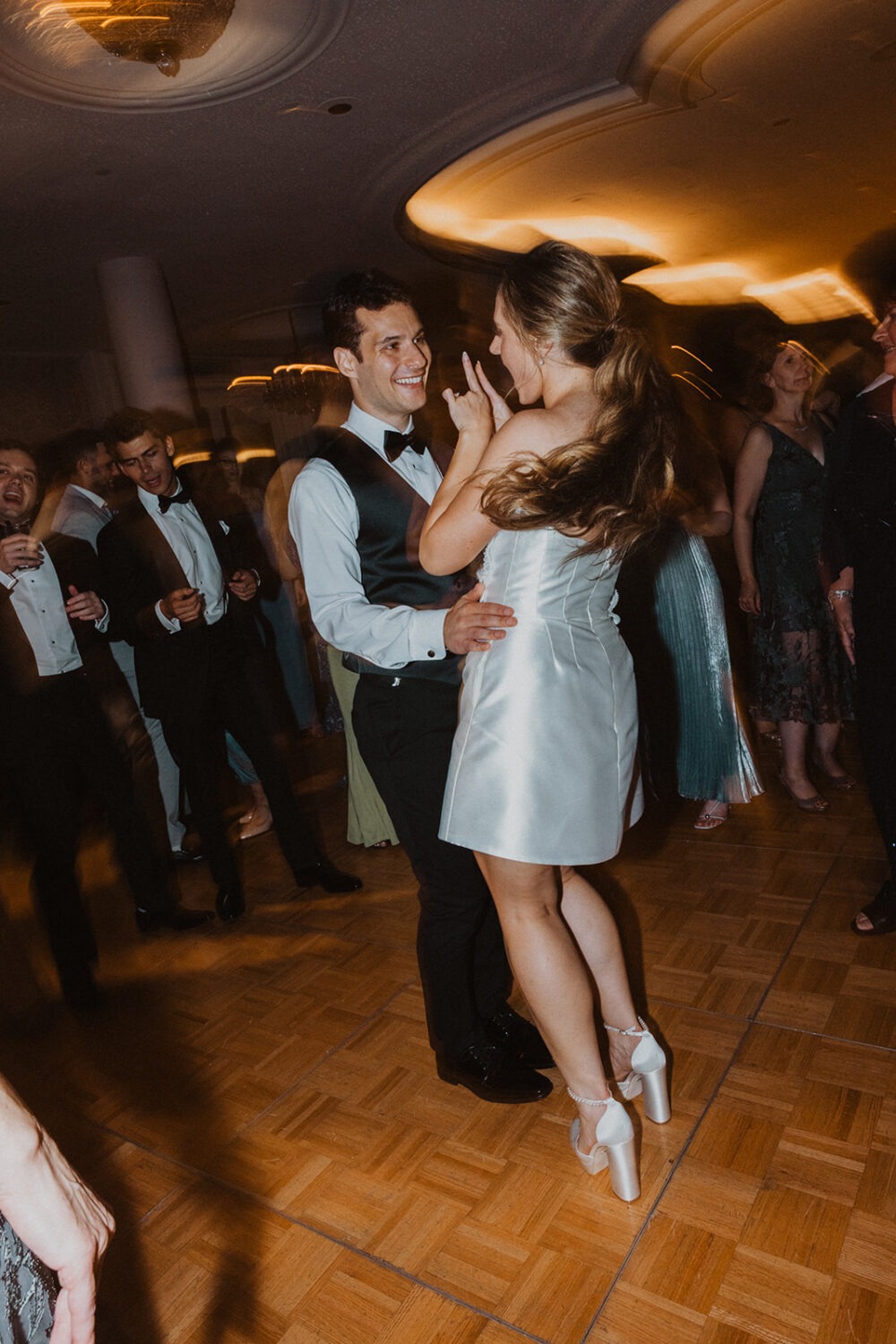 couple dancing during reception 