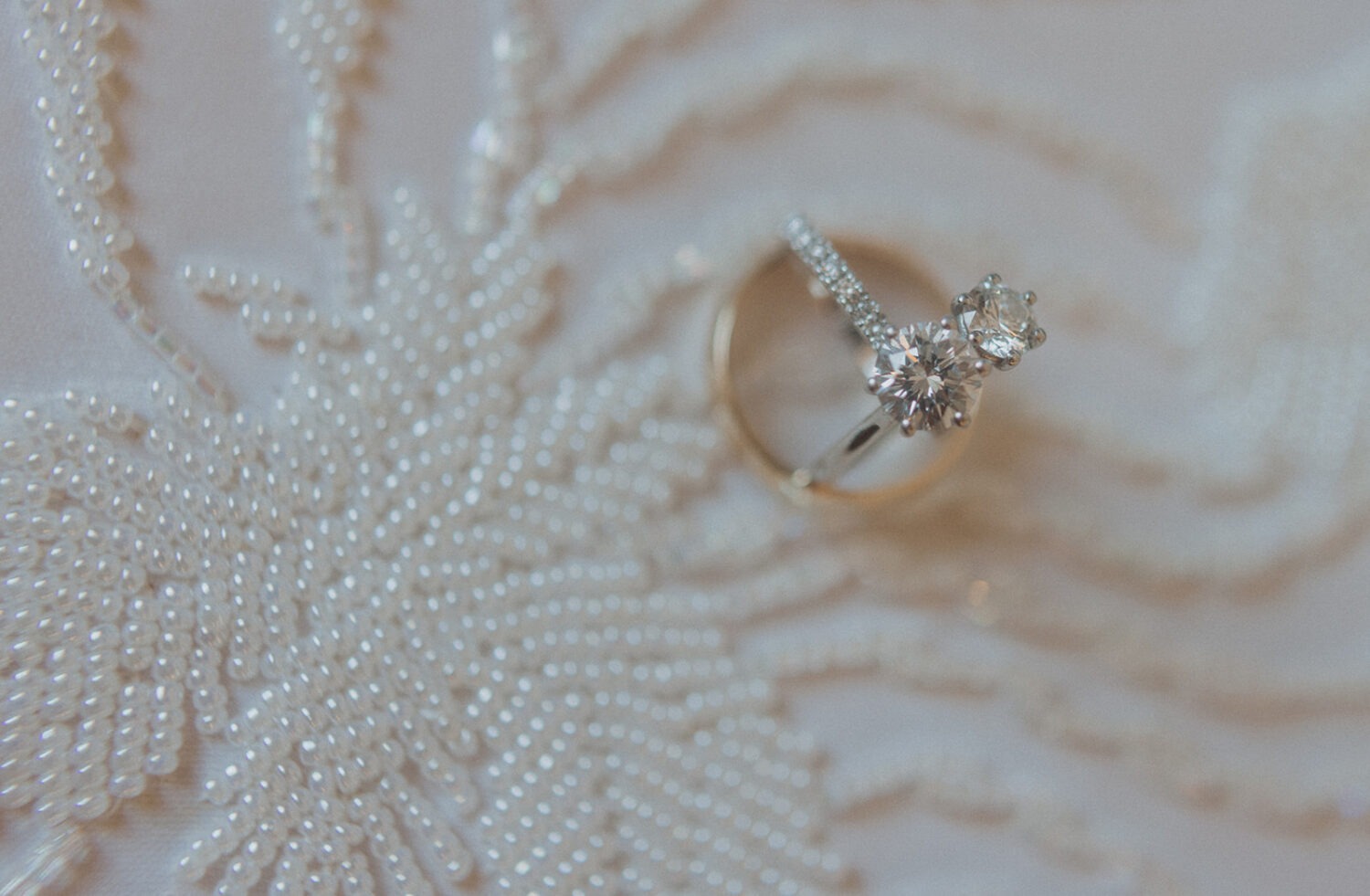 wedding dress details with rings