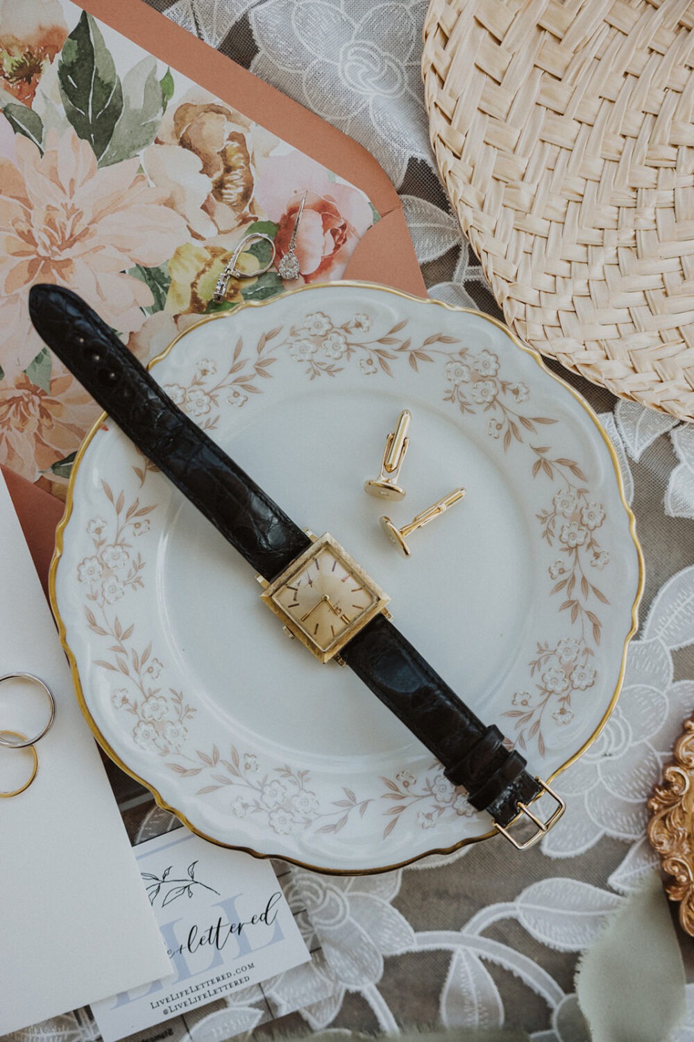 groom's details including watch and cufflinks