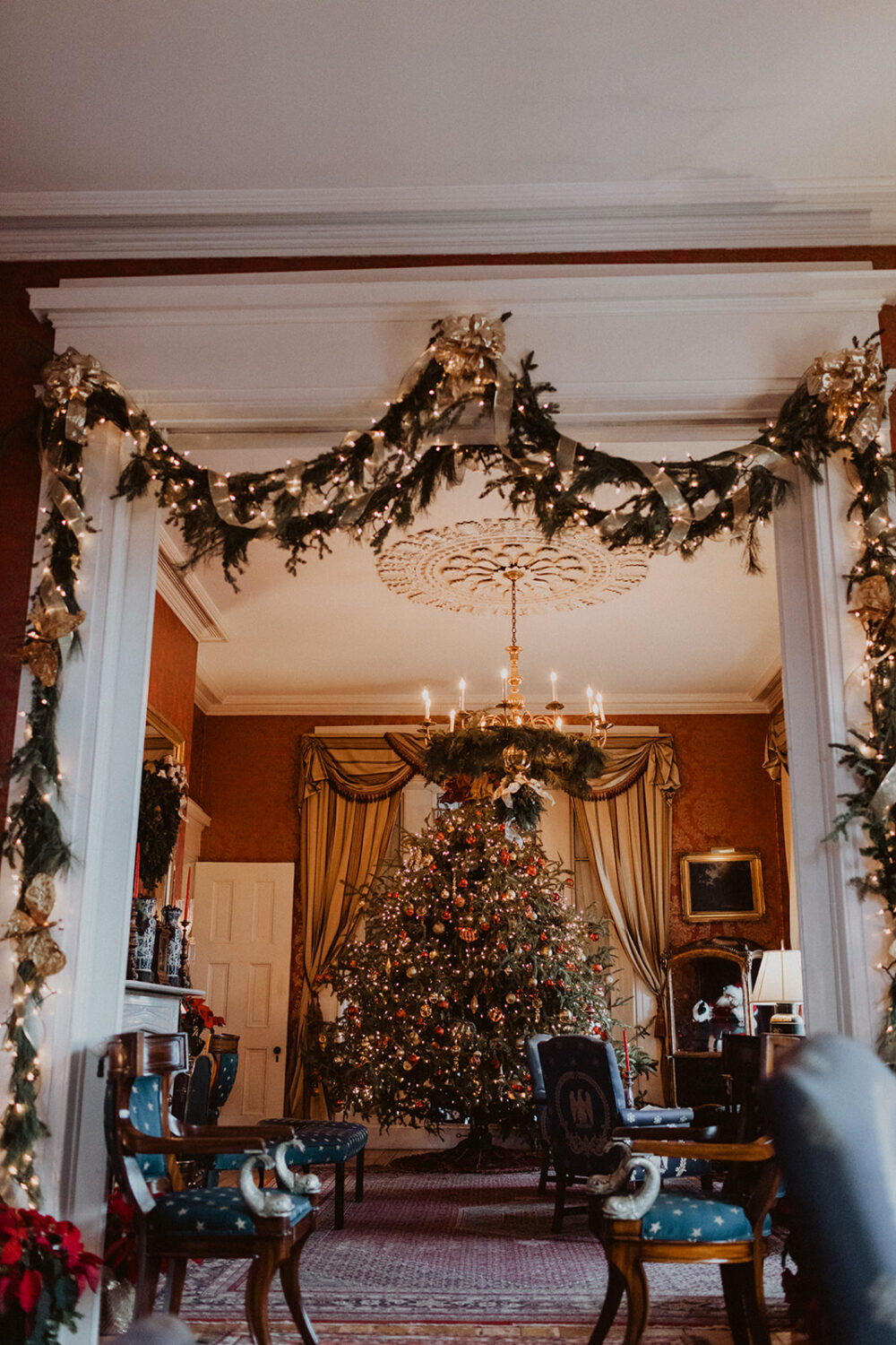 Christmas wedding decorations including Christmas tree 