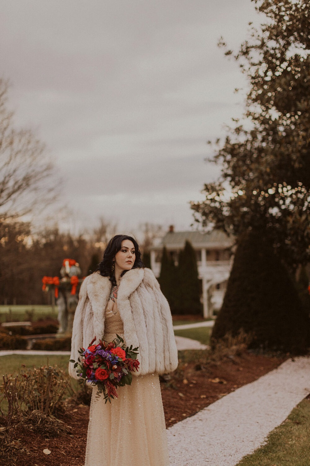 bridal portrait outside Antrim 1944
