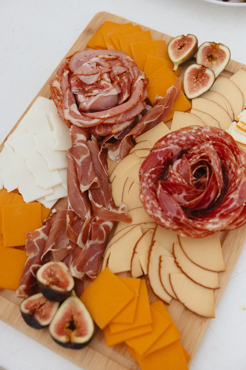 detail shot of charcuterie board during boat wedding