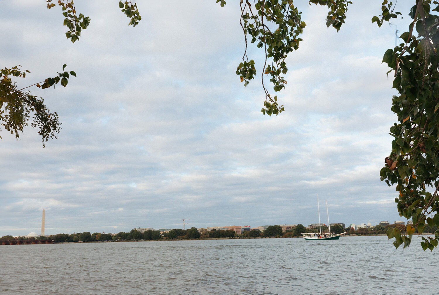 distance shot of boat wedding on the Potomac River
