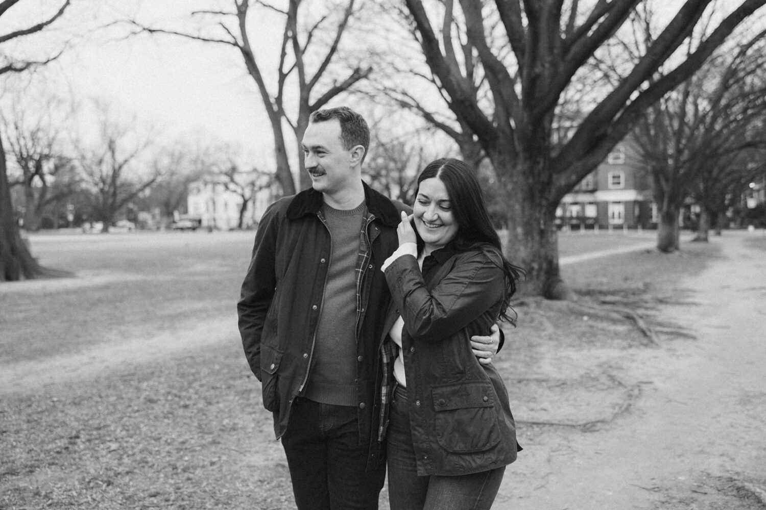 couple walk along path in Lincoln Park