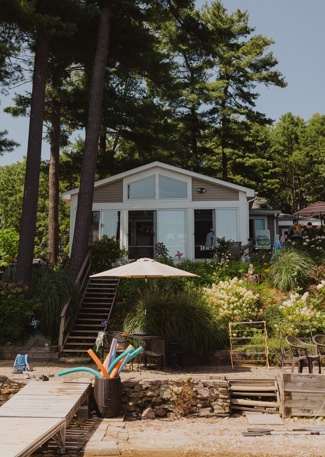 detail shot of the lake house and dock
