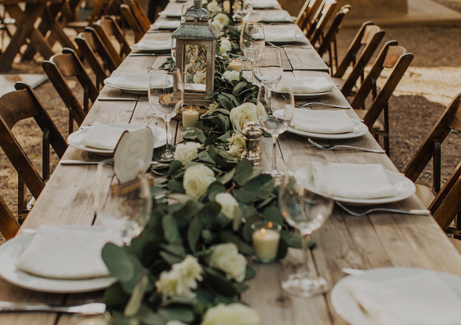 table decor for reception at Alisal Ranch spring wedding
