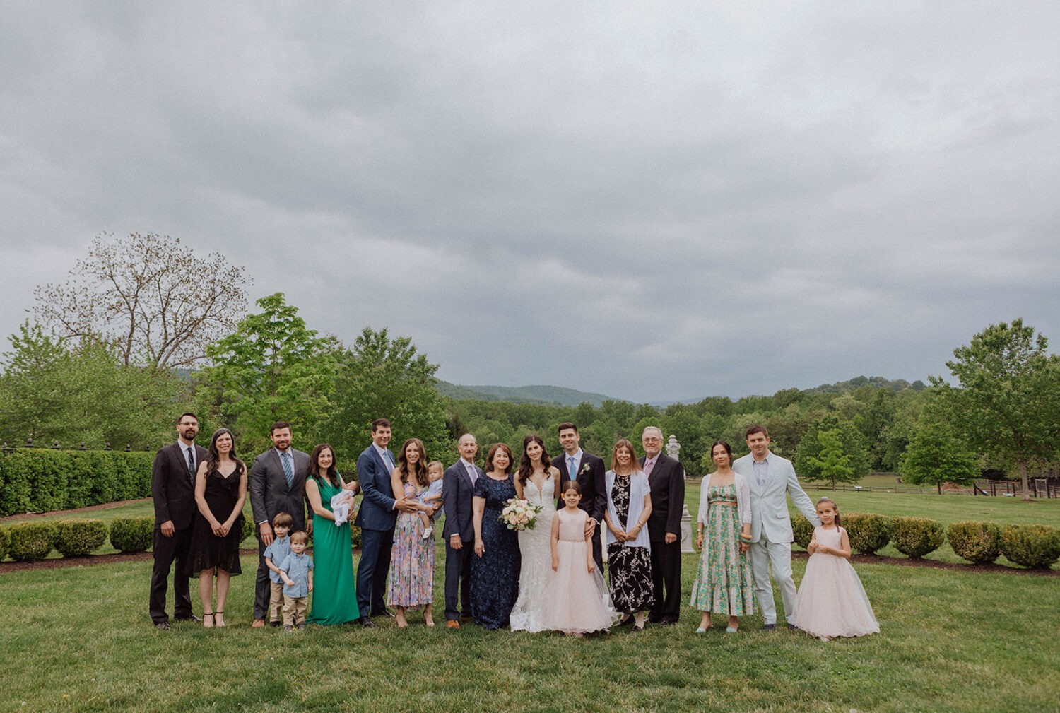 family portrait with all the guests