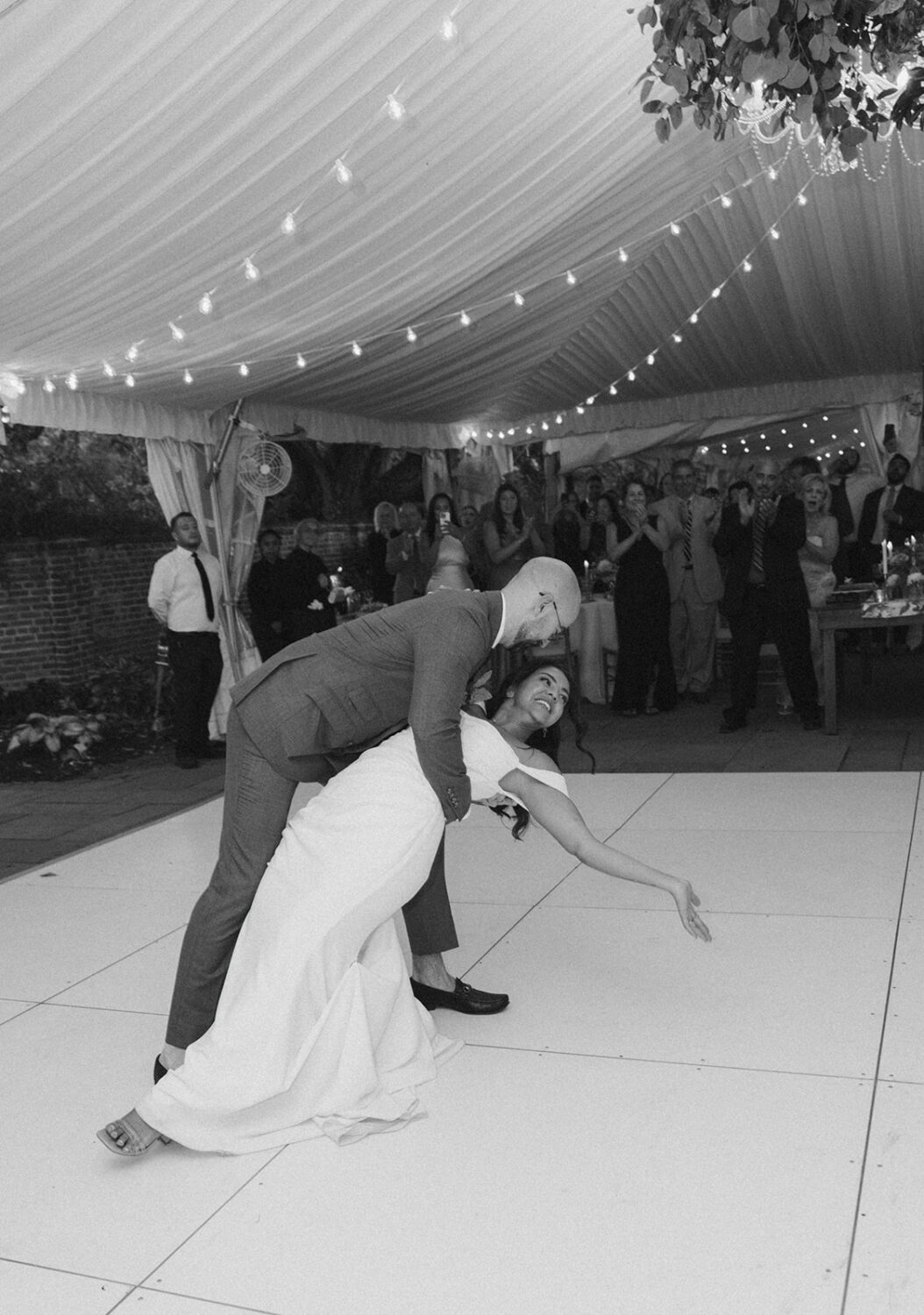 couple performing first dance at reception